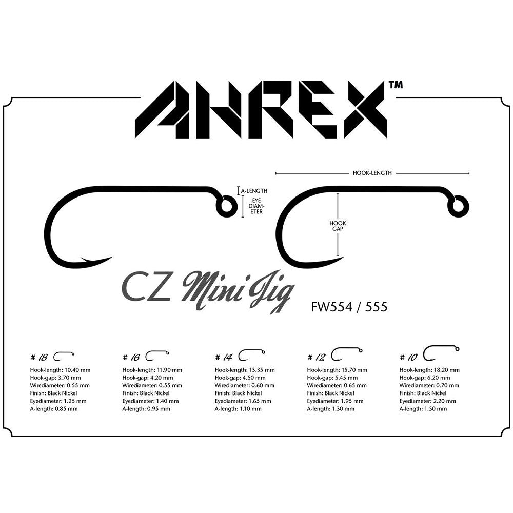 AHREX FW554 Mini Jig Hook Sizes
