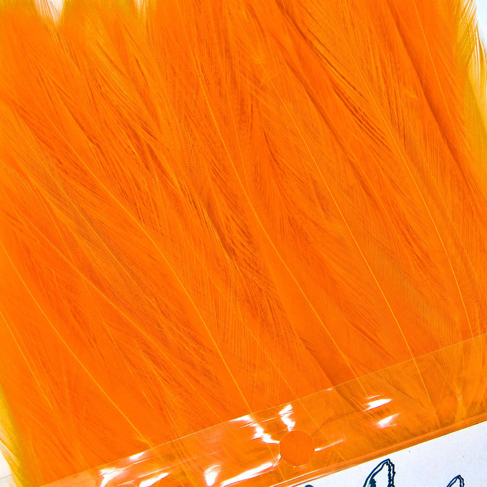 Saddle Hackle Feathers Hot Orange