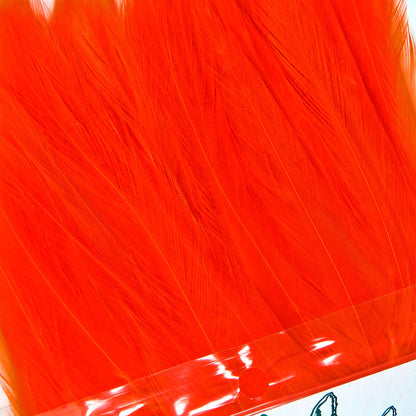 Strung Saddle Hackle Hot Orange