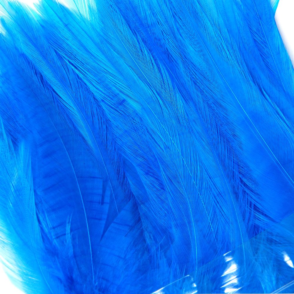 Strung Saddle Hackle Kingfisher Blue